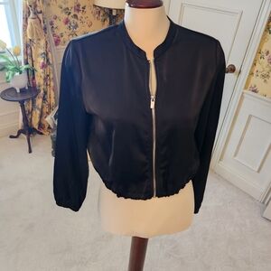 Dynamite Black Satin Bomber Jacket